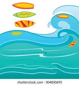 Surfboard on the Wave