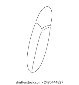 Surfboard in one continuous line. One line drawing, minimalism. Vector illustration.