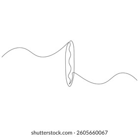 Surfboard outline drawing illustration. Continuous line draw of surfboard vector.