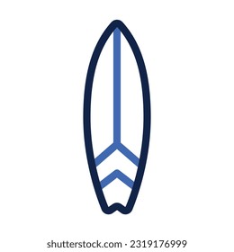 Surfboard outline icon. Adventure icon set. Vector illustration isolated on white background.