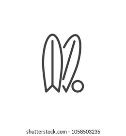 Surfboard outline icon. linear style sign for mobile concept and web design. Surfing summer water sport simple line vector icon. Symbol, logo illustration. Pixel perfect vector graphics
