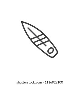 Surfboard outline icon. linear style sign for mobile concept and web design. Surf board simple line vector icon. Symbol, logo illustration. Pixel perfect vector graphics
