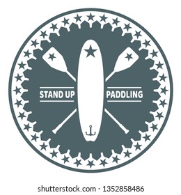 Surfboard and paddles. Surfing graphic and emblem for web design or print. Stand up paddle boarding