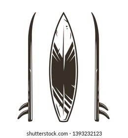 Surfboard with a pattern in different angles