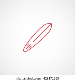 Surfboard Red Icon On White Background