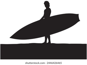 Surfboard riders man woman and child surfing silhouettes vector