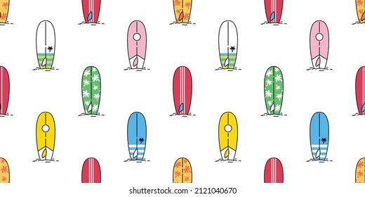 Surfboard Seamless Pattern Surfing Vector Sea Beach Skateboard Cruiser Board Extreme Sport Cartoon Repeat Wallpaper Tile Background Illustration Gift Wrap Paper Design Scarf Isolated