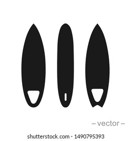 Surfboard set. Black silhouette of surfboard. Vector illustration isolated on white background