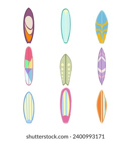 surfboard set cartoon. shape hawaii, graphic tropical, silhouette sea surfboard sign. isolated symbol vector illustration