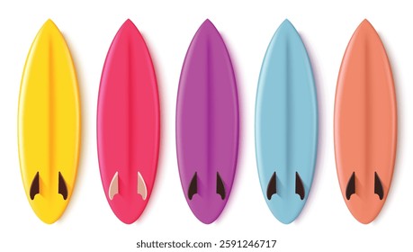 Surfboard set design isolated on white background, Colorful Surfboard set, Vector illustration.