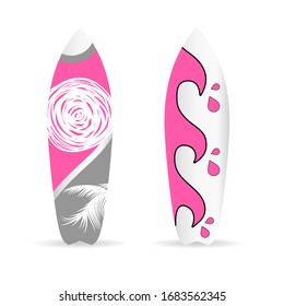 surfboard set with summer element on it illustration in colorful