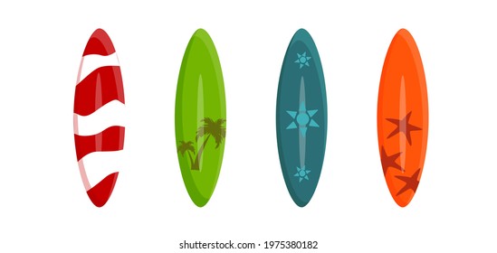 Surfboard set
Summer sports, beach holidays. Vector. Cartoon style.