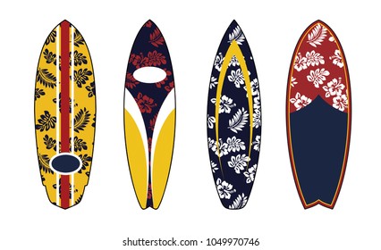 Surfboard Shape Floral Pattern