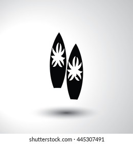 Surfboard sign flat icon illustration