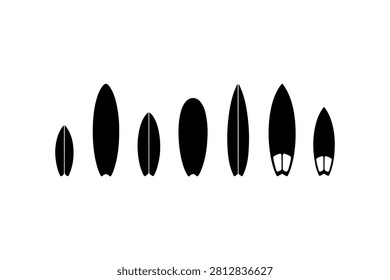 Surfboard Silhouette Collection Set Icon