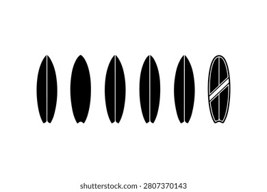 Surfboard Silhouette Icon Collection Set