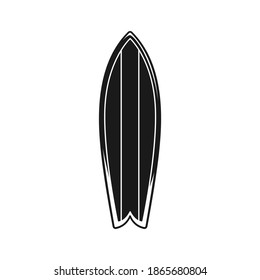 Surfboard silhouette icon design. Simple modern minimal flat vector illustration. Logo, clipart, sign or symbol, etc.