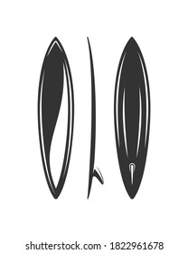 Surfboard silhouette isolated on white background. Design elements. Vector illustration