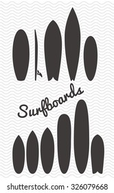 Surfboard silhouette set