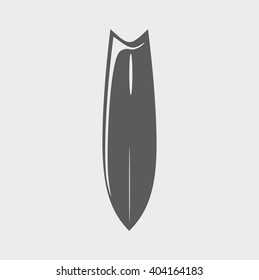 Surfboard silhouette. Vector icon or sign isolated on white  background