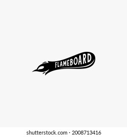 surfboard skateboard flames illustration vector logo design inspiration