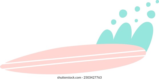 Surfboard With Splashes Vector Illustration