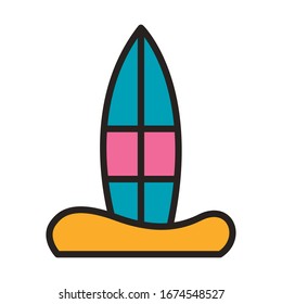 surfboard sport line and fill style icon vector illustration design