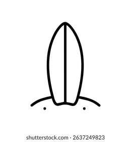 Surfboard standing upright in the sand illustration design element