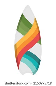 Surfboard with a stylish pattern. Flat doodle clipart. All objects are repainted.