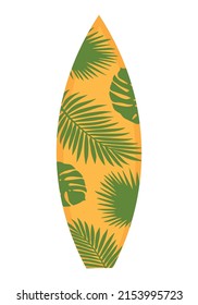 Surfboard with a stylish pattern. Flat doodle clipart. All objects are repainted.