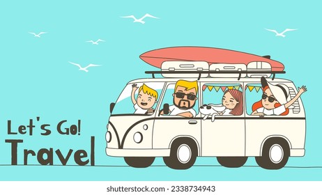 surfboard and suitcase into the car and go on a road trip with your family!