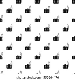 Surfboard and suitcase pattern. Simple illustration of surfboard and suitcase vector pattern for web