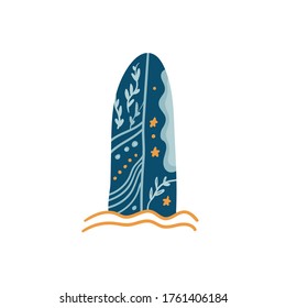 Surfboard. Summer doodle isolated on a white background. Hand draw cartoon Scandinavian nordic design style for fashion or interior or cover or textile or background.