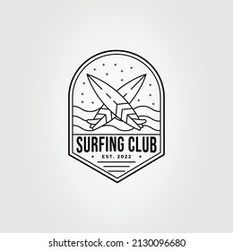 Surfboard Or Surf Or Surfing On The Ocean Logo Vector Illustration Design