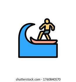 Surfboard, surfer, ocean icon. Simple color with outline vector elements of saving marine icons for ui and ux, website or mobile application