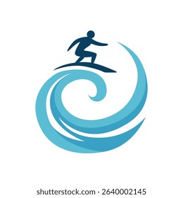 surfboard surfer wave logo design creative idea