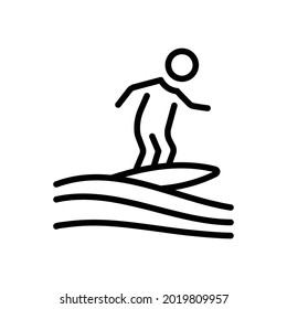Surfboard, surfing icon, Line Vector graphics