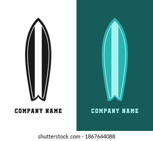 Surfboard surfing logo icon vector design template colored and silhouette set. Modern minimal flat style.