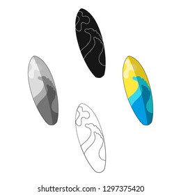 Surfboard. For surfing the waves.Summer rest single icon in cartoon style vector symbol stock illustration.