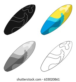 Surfboard. For surfing the waves.Summer rest single icon in cartoon style vector symbol stock illustration.