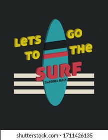 Surfboard - t shirt design - vector