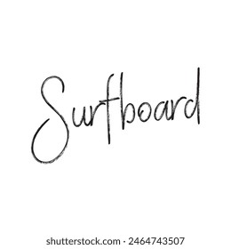 surfboard text on white background.