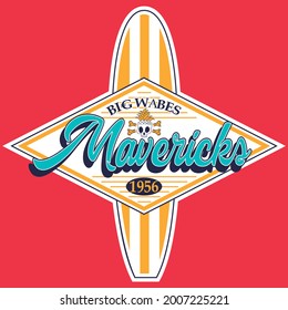 surfboard with text and red background