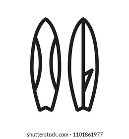 Surfboard thin line icon. Surfing equipment vector illustration. Summer, beach, sea, vacations, leisure, sports and leisure time concepts.