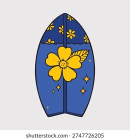Surfboard with Tropical Flower Summe