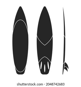 Surfboard vector black set icon.Vector illustration surfboard for wave.Isolated icon hawaii of surf board.