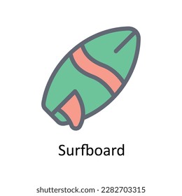 Surfboard Vector  Fill outline Icons. Simple stock illustration stock