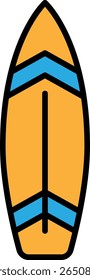 Surfboard Vector Filled Icon Illustration