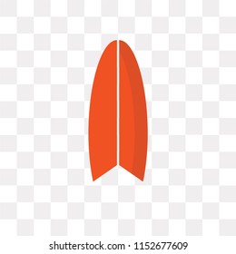 Surfboard vector icon isolated on transparent background, Surfboard logo concept