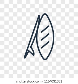 Surfboard vector icon isolated on transparent background, Surfboard logo concept